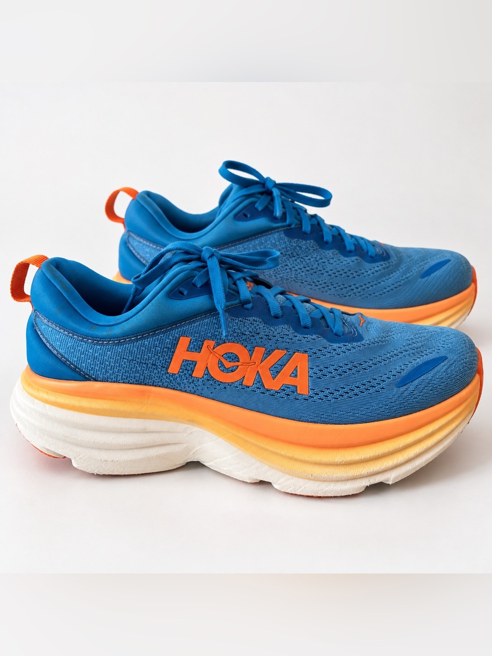 HOKA Bondi 8 Men’s 10 D Coastal Sky Vibrant Orange Running Walking Shoes
